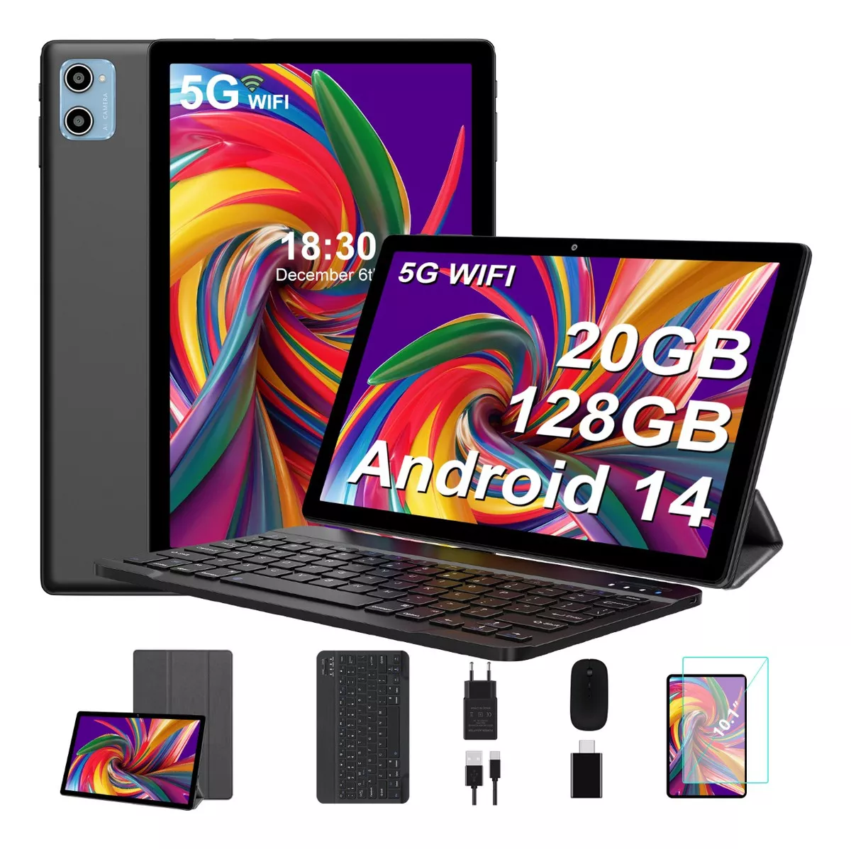 Tablet 20+128gb Android 14 Octa-core Wifi 5g Con Funda Mouse