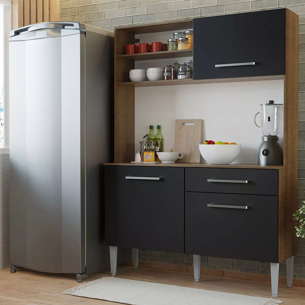 Cocina Integral Completa Modular Madesa Life 120cm Color Marron/Negro