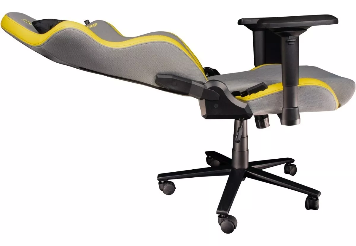Silla de escritorio Balam Rush Thunder Comp gamer ergonómica  gris y amarilla y negra con tapizado de tela