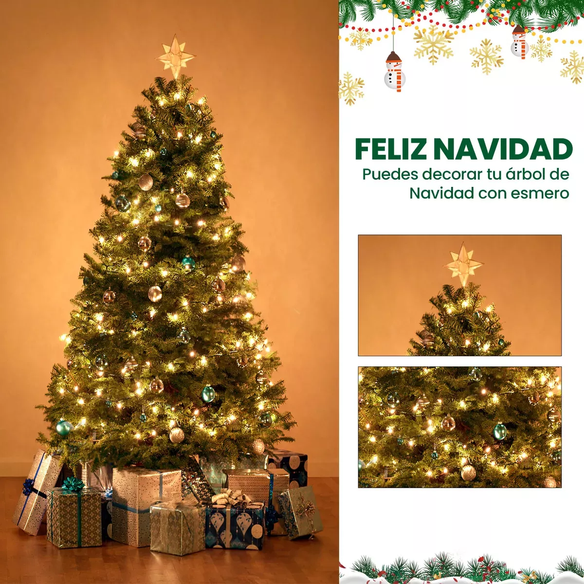 Árbol De Navidad 1.8m Pino Artificial Con Soporte Metal Verd
