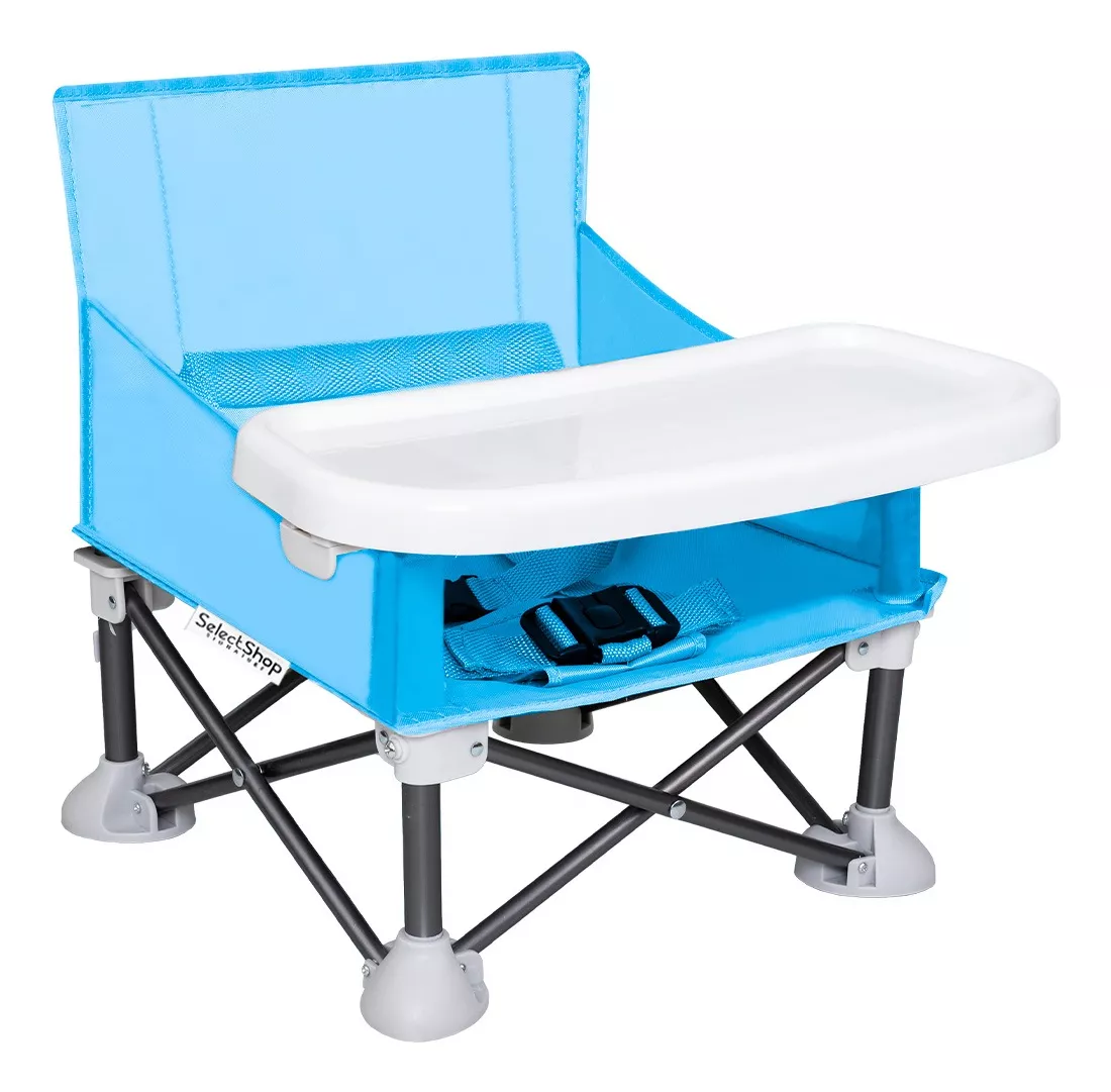 Periquera Para Bebe Portatil Plegable Silla Comer Ajustable Azul Claro