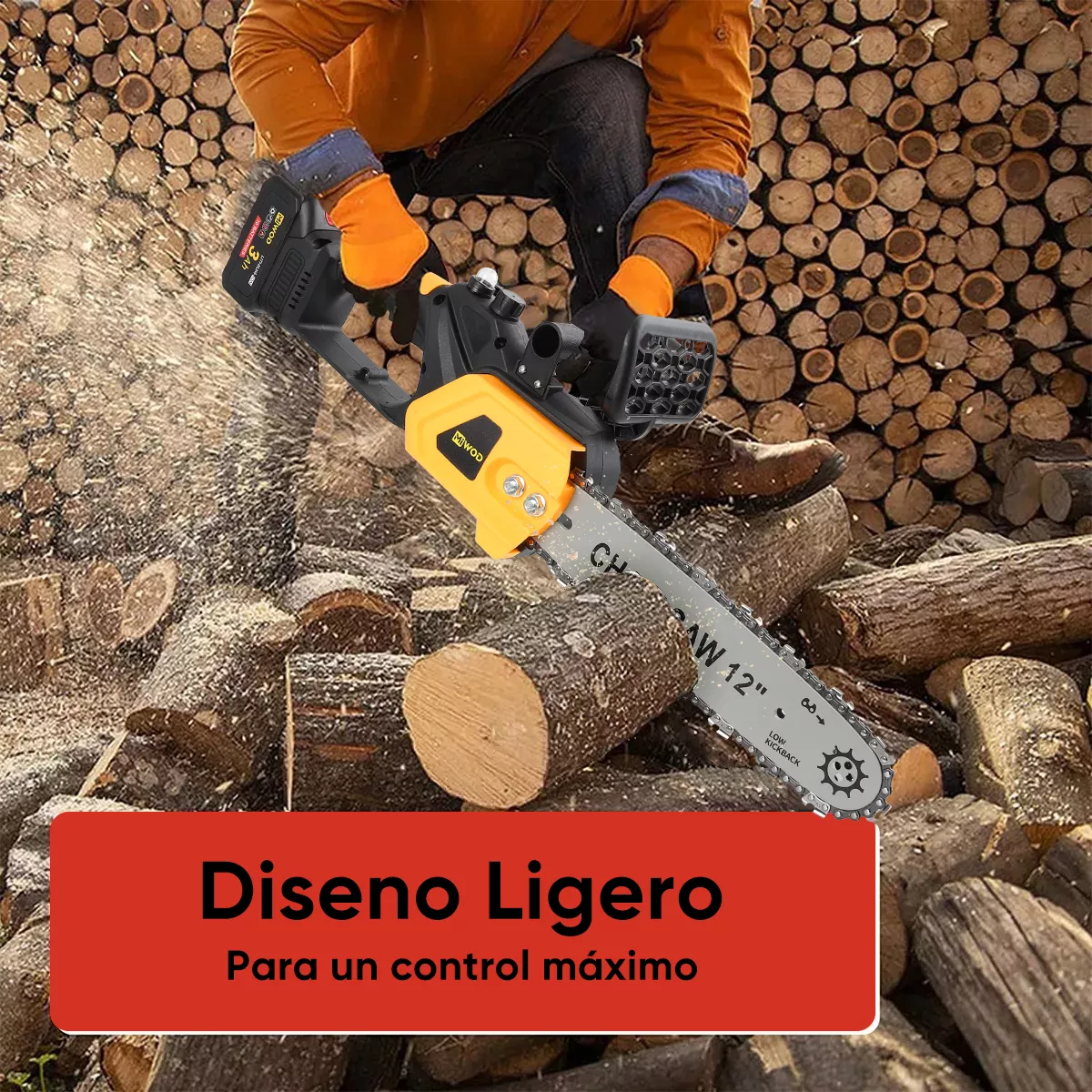 Motosierra Eléctrica Portátil Inalámbrica Dos Baterías 12 In