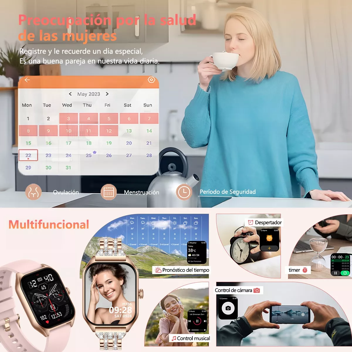 Reloj Smartwatch 1.85 Mujer Relojes Inteligentes Smart Watch