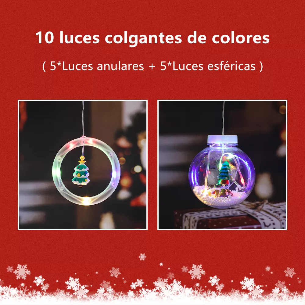 Serie De Luces Navideñas Led Cm-top Cascada De Esfera Decoración 3m 8 Modos Rgb Impermeable Y Resistente 10 Luces Blancas Colgantes