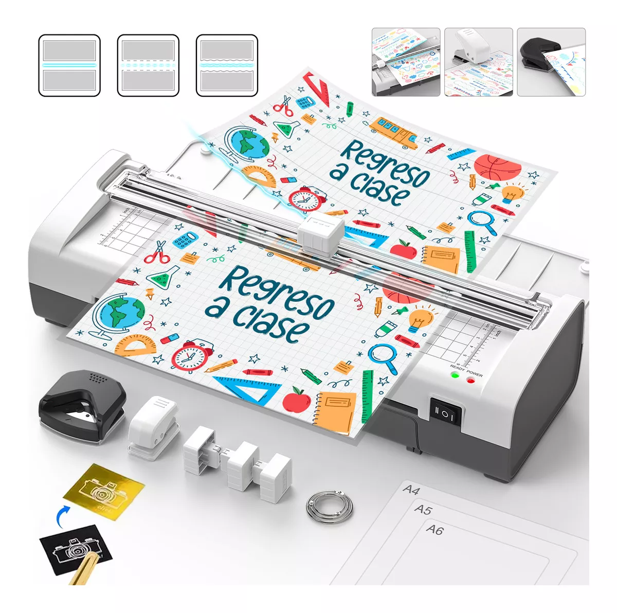 Laminadora Qfun Enmicadora De 9 Pulgadas Térmica/frío/foil Para Tamaño Carta/a4 Laminadora 8 En 1 Con 20 Hojas De Micas 3 Cortador De Papel Y Recortadora Mini Laminadora Para Hogar Oficina Y Escuela
