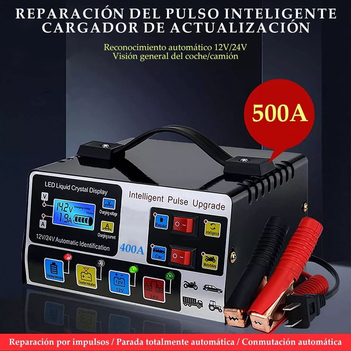 Cargador De Batería Inteligentes Automático 12/24v Auto