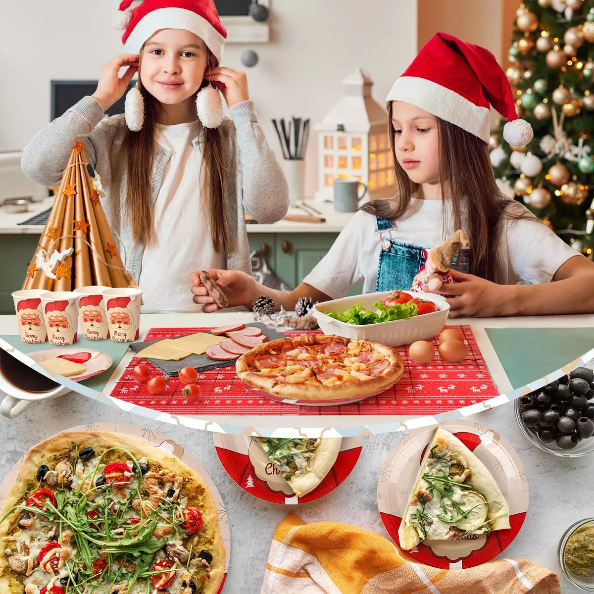 Juego De Vajilla Navidad De Desechables Platos Vasos 225 Pzs