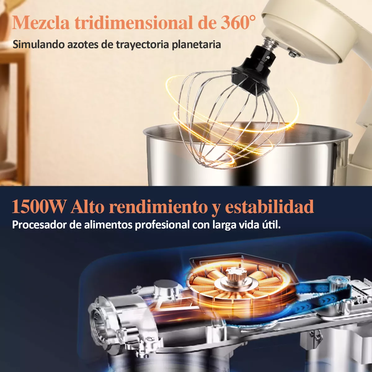 Jzzb 1500w Batidora De 10 Velocidades Bowl De Acero 5 Lts