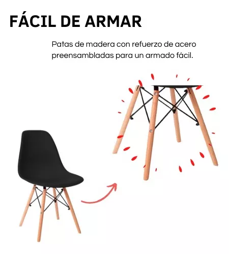 Set De 6 Sillas Estilo Eames Comedor Moderna Komfort