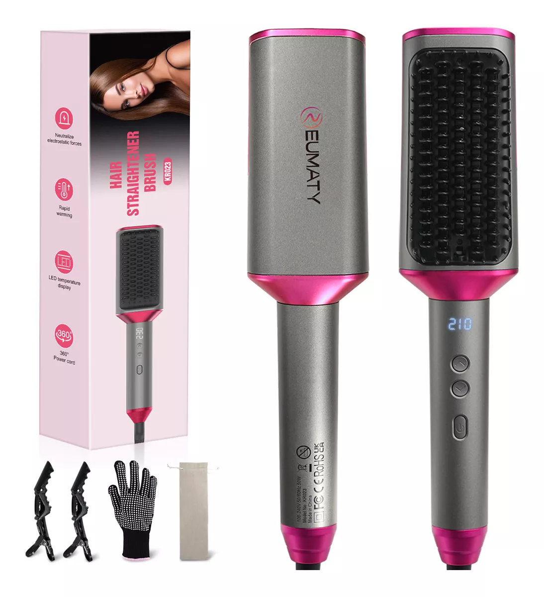 Cepillo Alaciador Electrico Cabello Alisador Iones 14 Modos