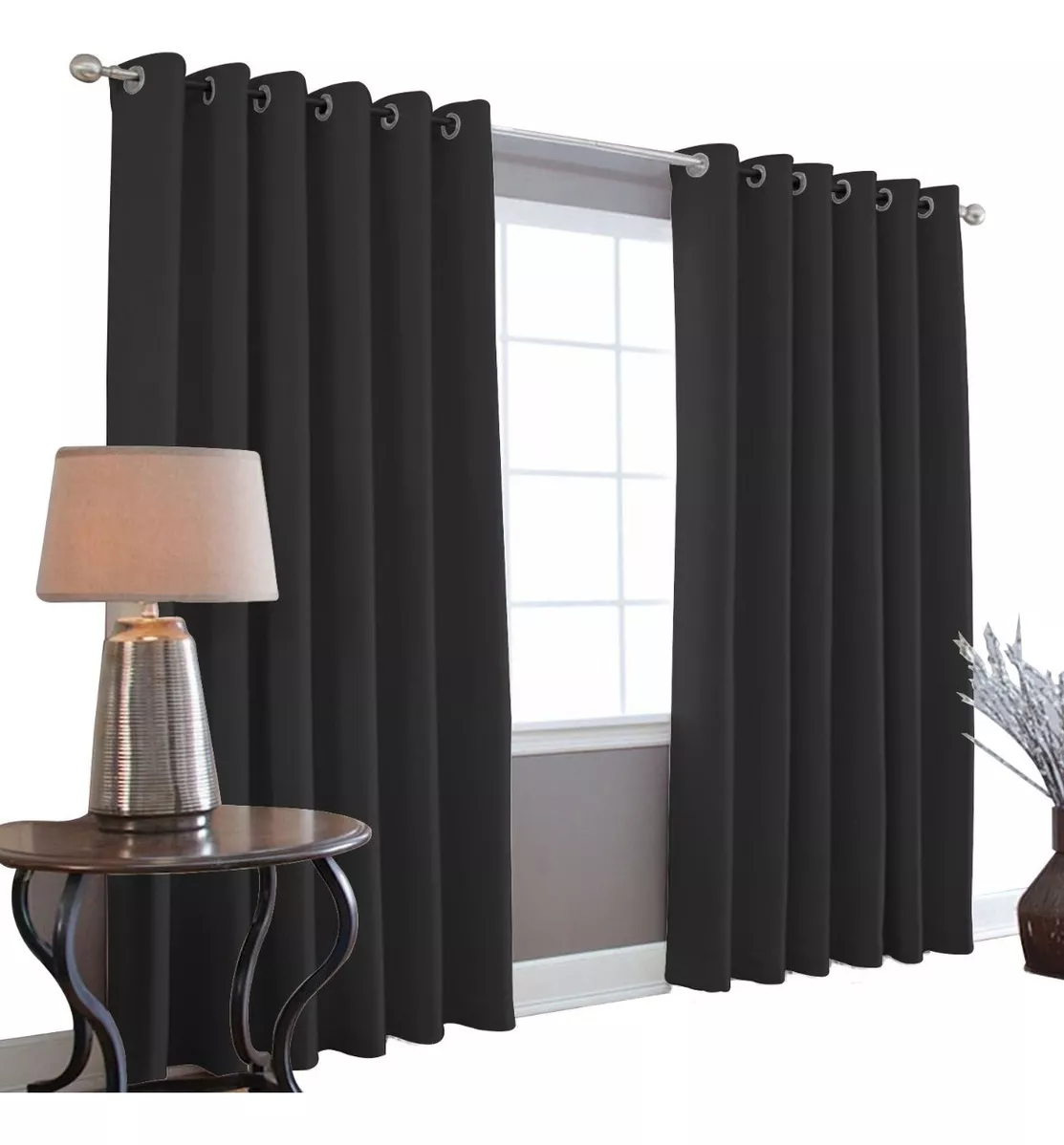 Cortinas Black Out Melocotton Color Negro 275cm de Ancho X 215cm de Alto En 2 Páneles