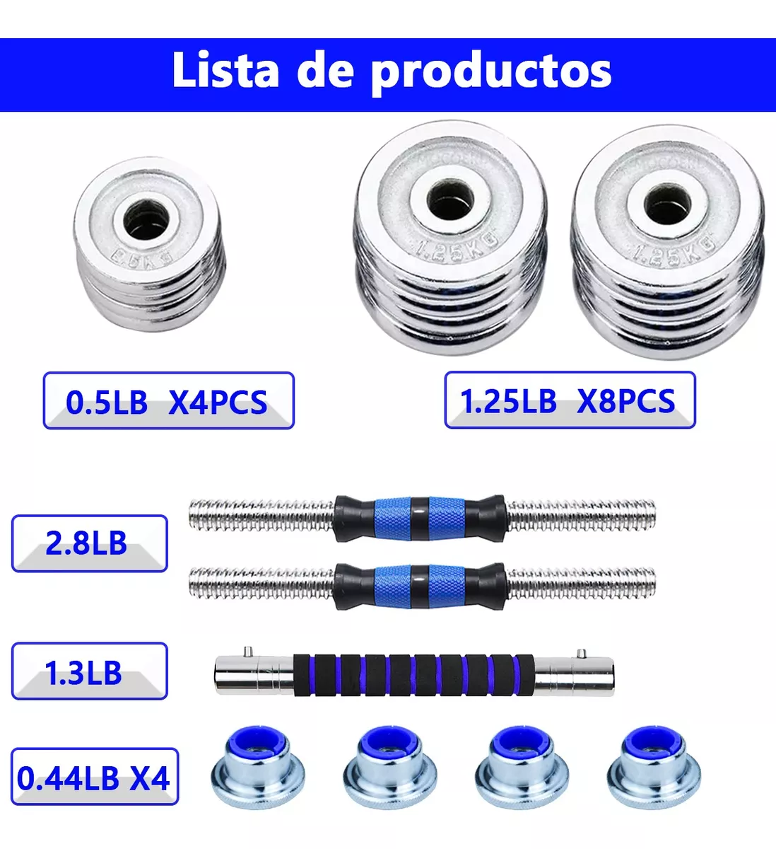 Kit De Mancuernas Barra Con Pesas Ajustables Para Gimnasio