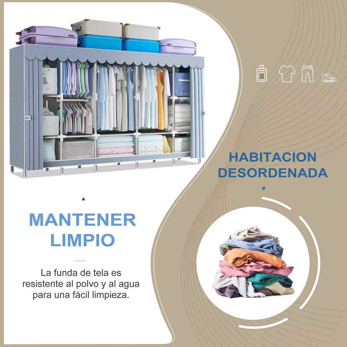 Closet Armable Ropero Closed Armario Organizador Ropa 245cm