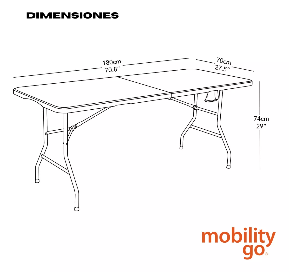 Mesa Plegable Portátil 1.80m Portafolio Plástico Resistente