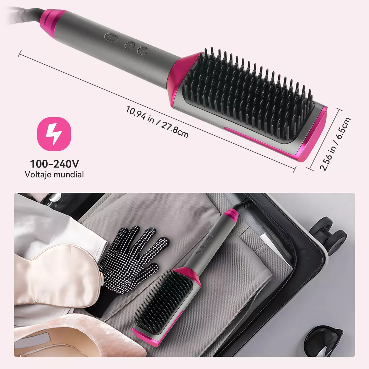 Cepillo Alaciador Electrico Cabello Alisador Iones 14 Modos