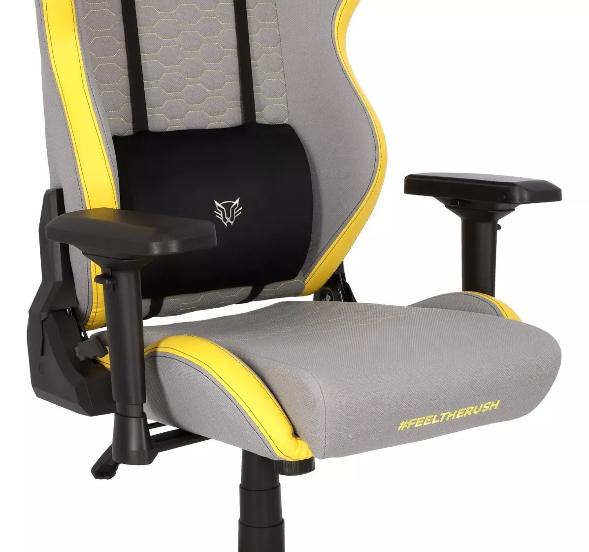 Silla de escritorio Balam Rush Thunder Comp gamer ergonómica  gris y amarilla y negra con tapizado de tela
