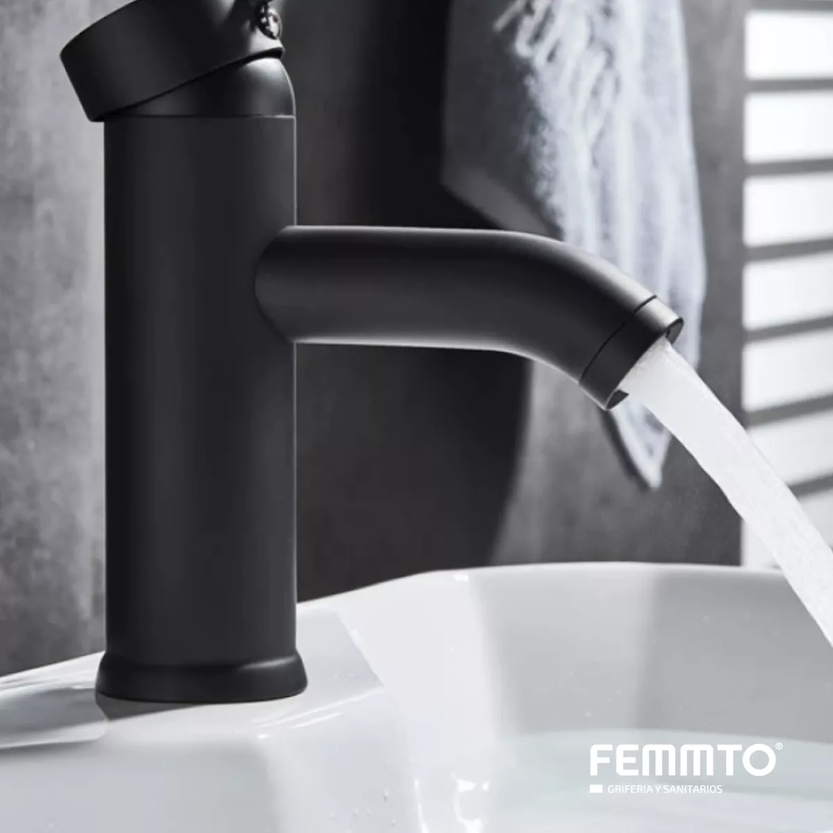 Llave Mezcladora Baja Monomando Para Lavabo Fregadero Grifo Negro Lavamanos Baño Femmto Negro