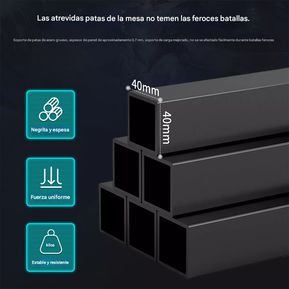 Mesa De Juego De Fibra De Carbono En Forma De L Con Enchufes