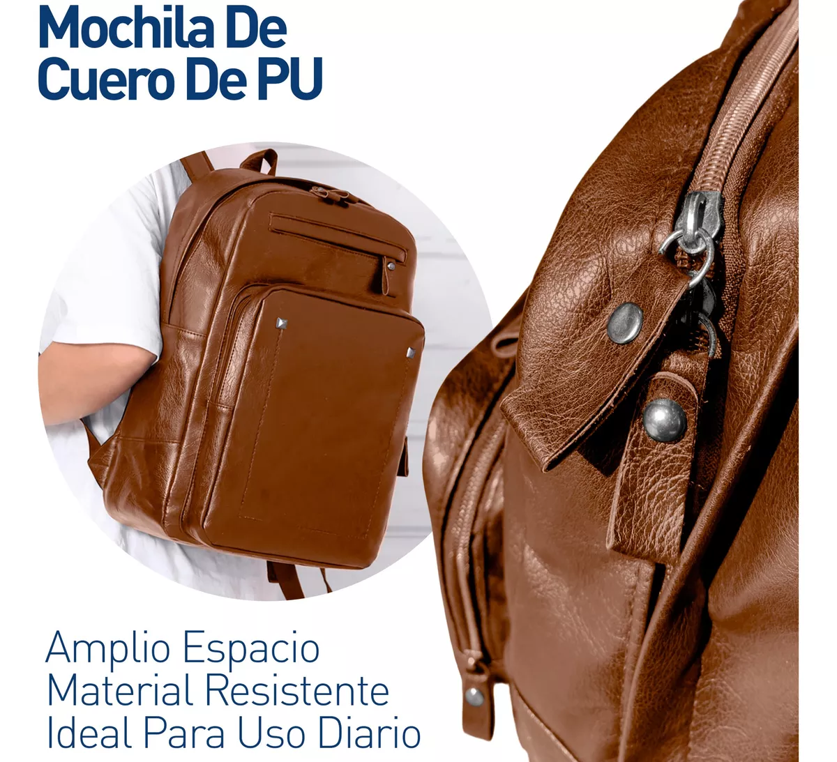 Mochila Antirrobo Para Laptop Cuero Impermeable Puerto Usb
