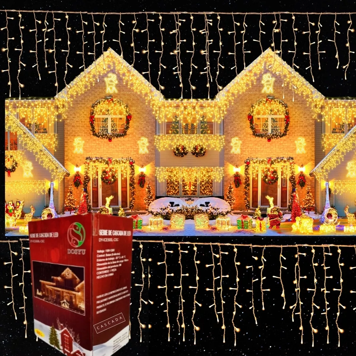 Luces Led Cascada 9m 500l Dosyu Transparente Dy-ice500l-csc