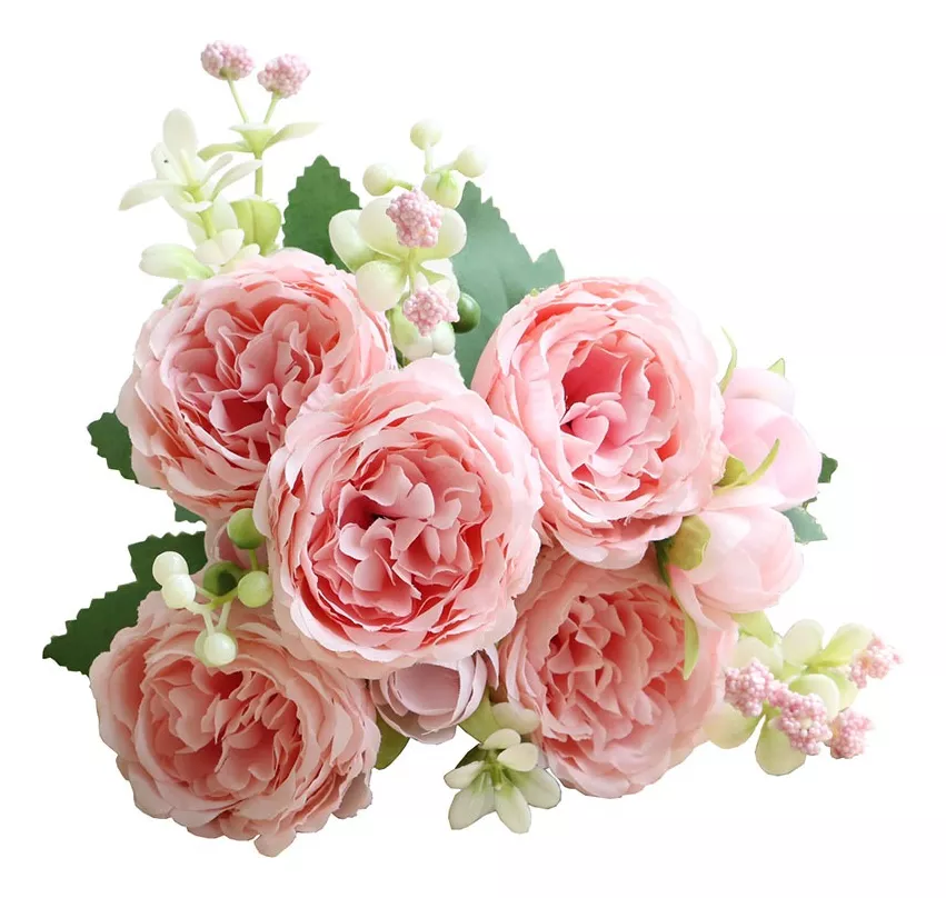 3ramos Rflores Peonias Artificiales Ramo Rosa Novia Boda