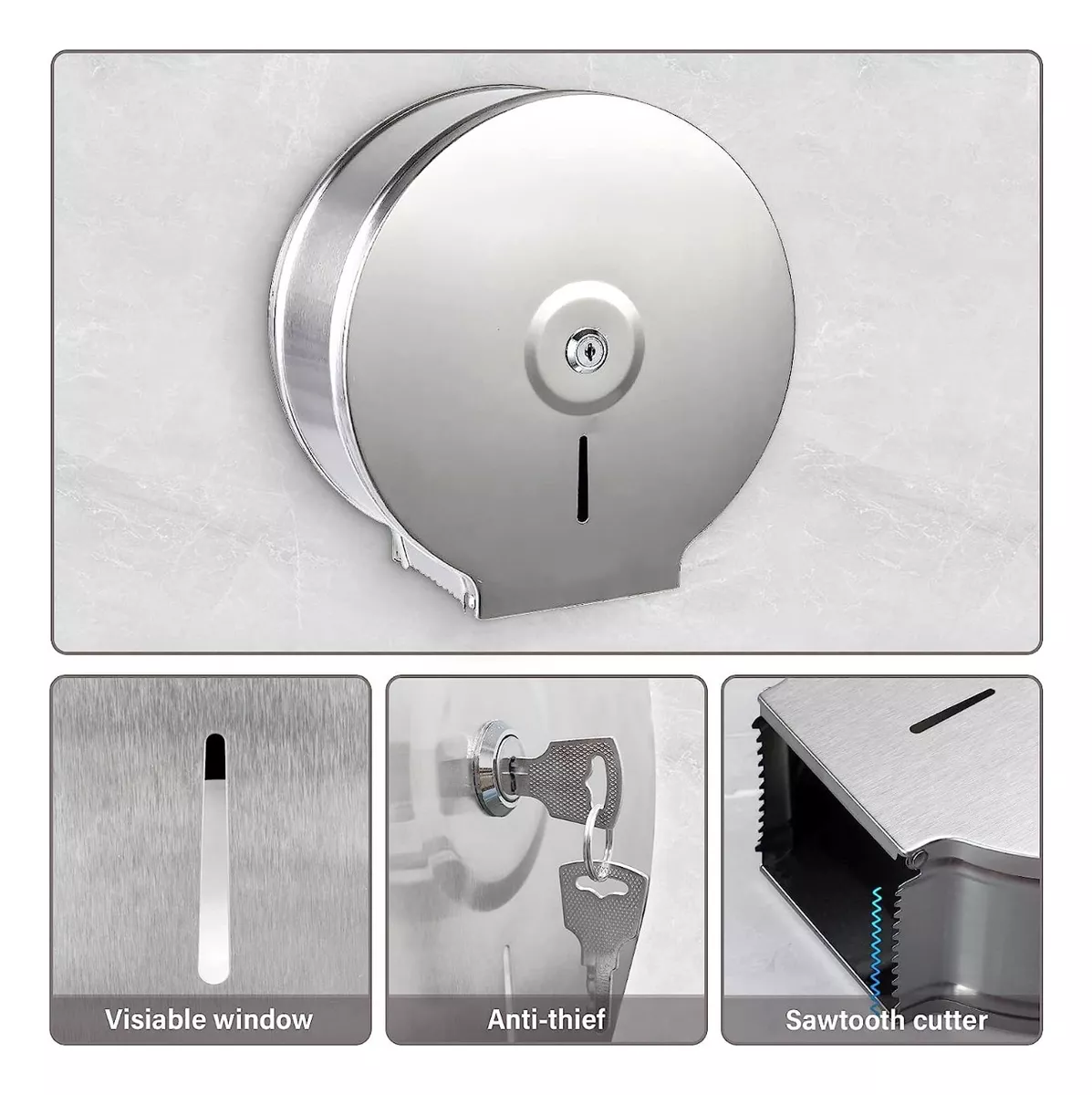 Dispensador De Papel Porta Rollo De Bobina Inoxidable