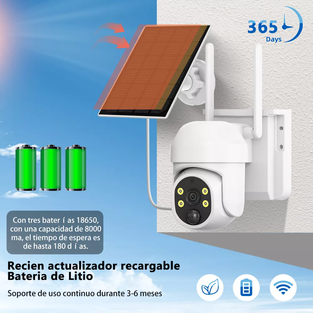 Solar Cámara De Seguridad Dawang Tyn1 2.5k Fhd 4mp Wifi Ptz Con Baterías