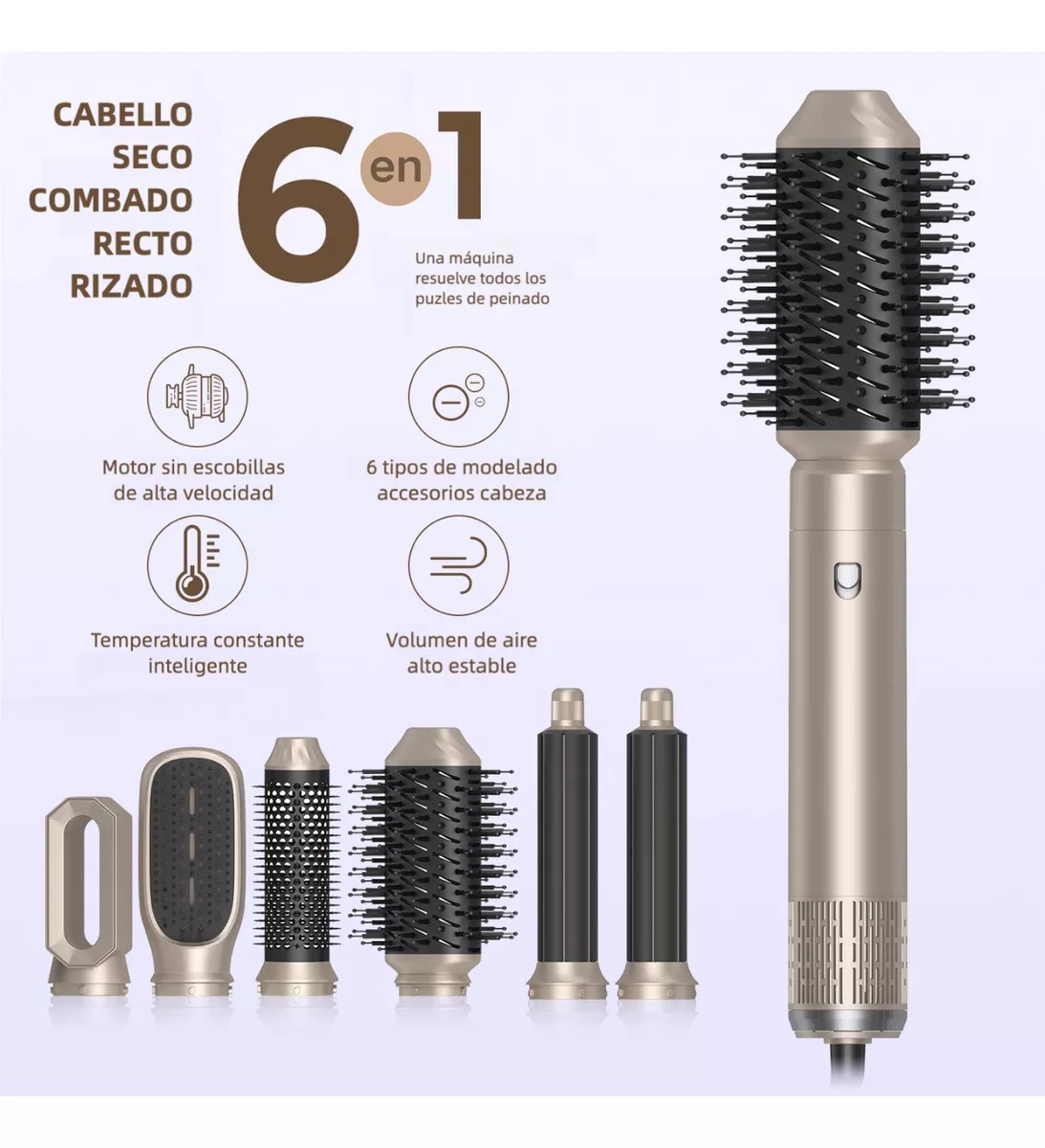 Cepillo Secador De Pelo Thermal Airwrap Multimoldeador 6en1