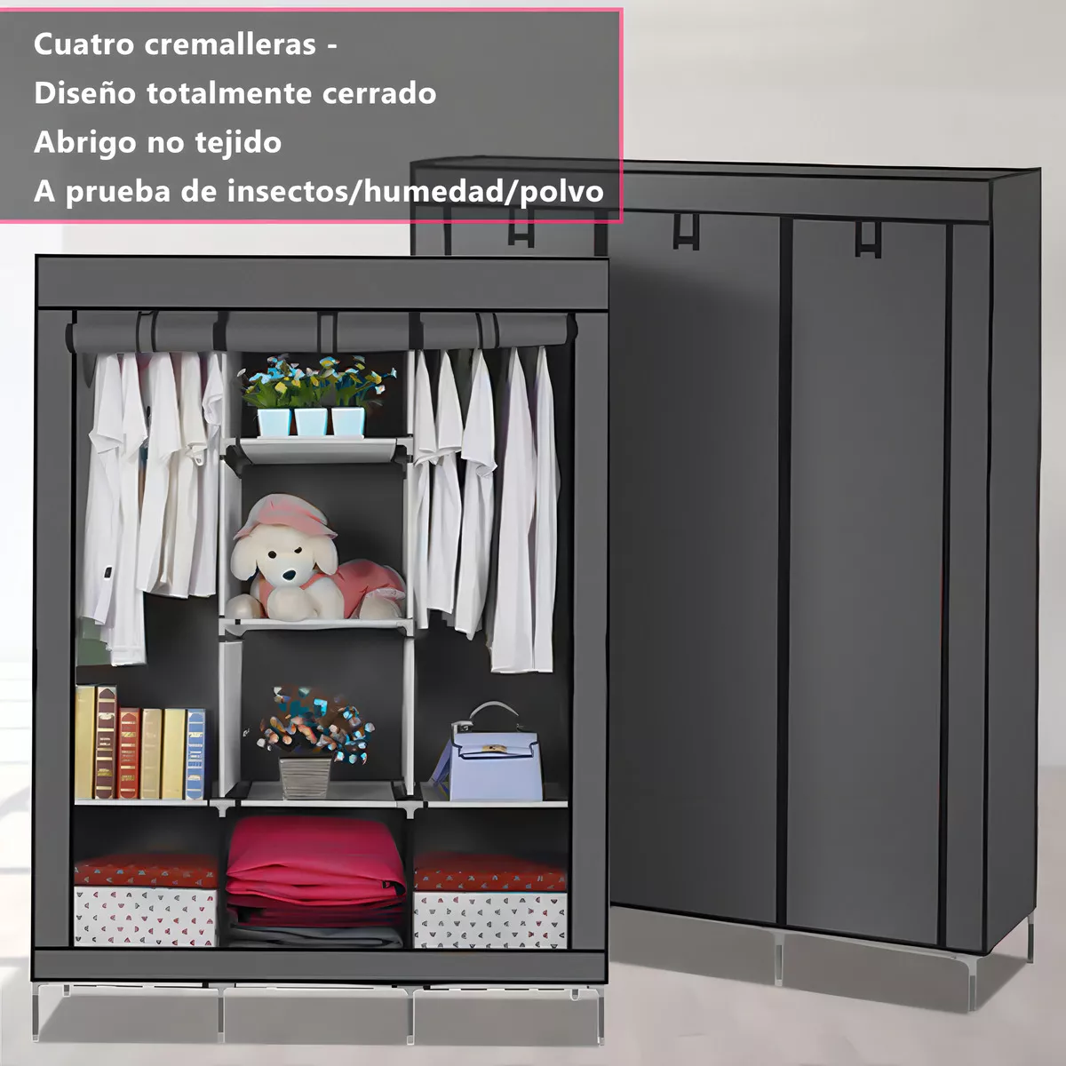 Ropero Rack Closet Armable Closet De Metal Muebles Para Ropa Color Azul Marino
