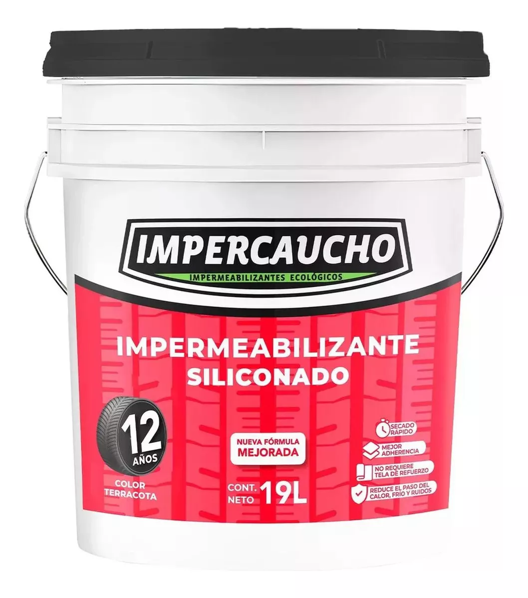 Impermeabilizante Impercaucho 12 Años Cubeta 19 Lts Color Terracota