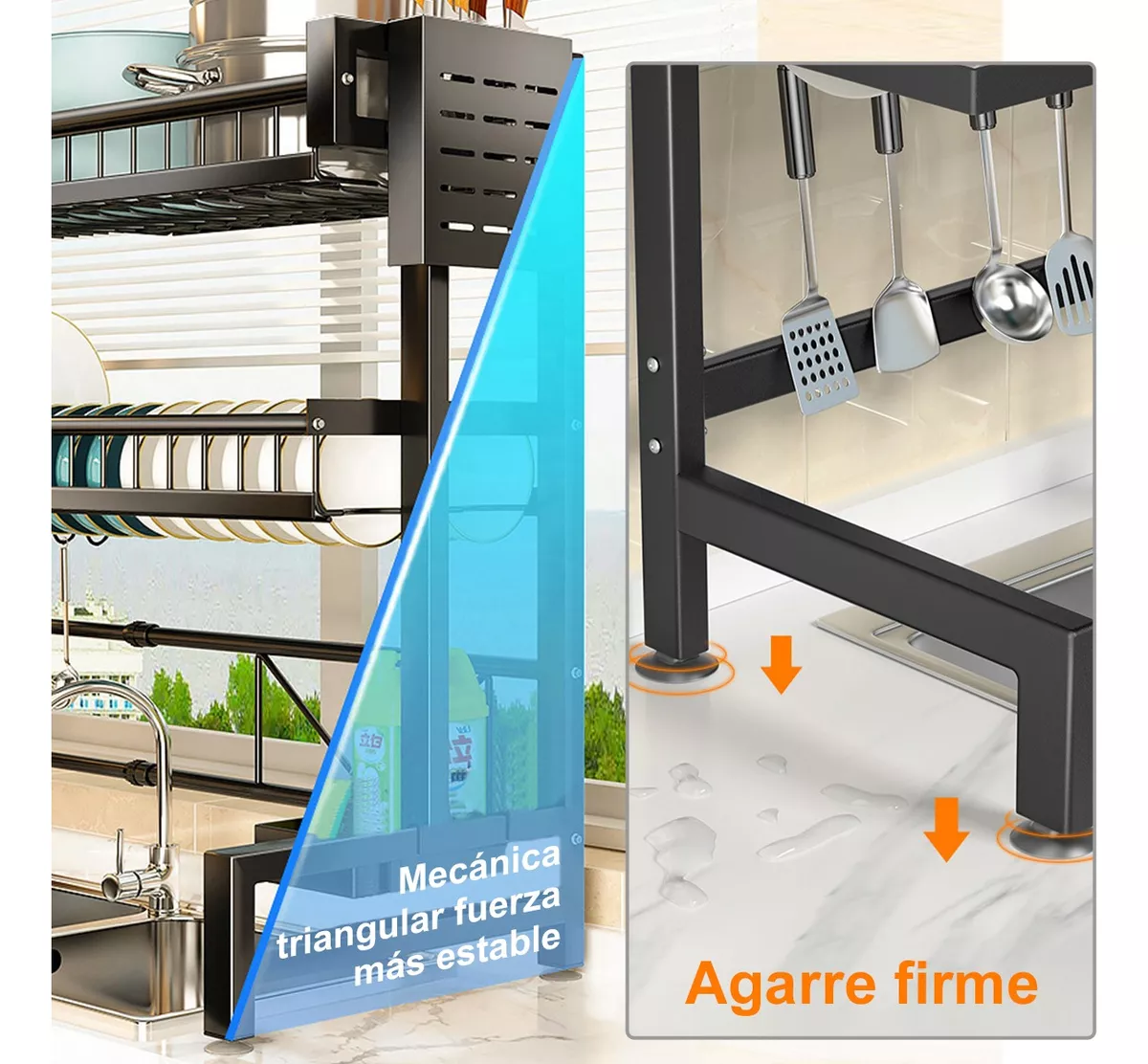 Escurridores Trastes Fregadero De Cocina Ajustable 2 Capas