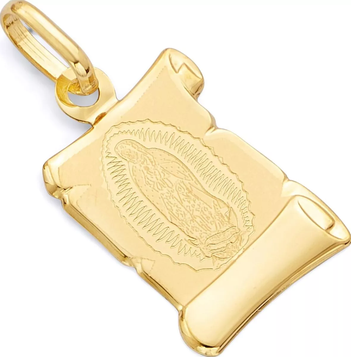 Collar Con Medalla De Virgen Italiana De Oro De 10k