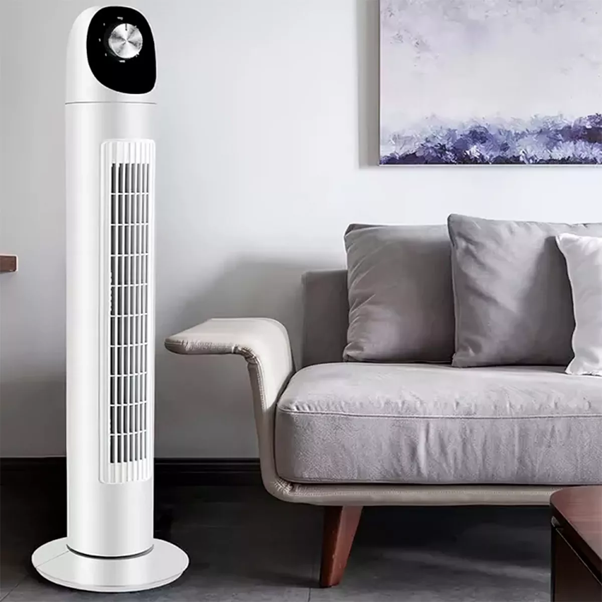 Ventilador De Torre Abanico Oscilante Silencioso Panel Estructura Blanco Diámetro 8.8 