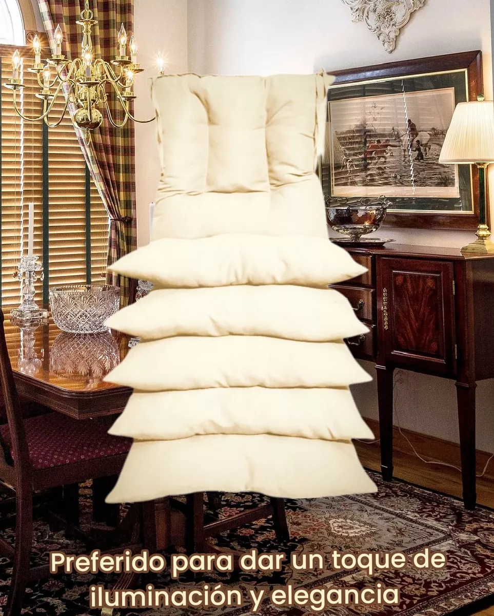 6 Cojines Para Sillas 42x42x7cm Con 4 Cintas De Sujeción