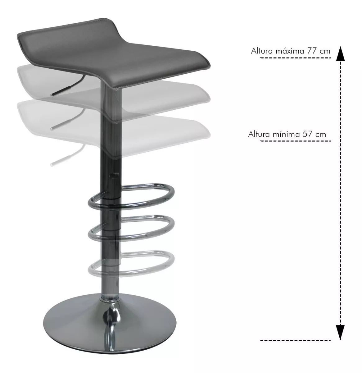 2 Bancos Altos Gris Barra Cocina Bar Cantina Cafeteria Antro Acabado de la estructura Cromado