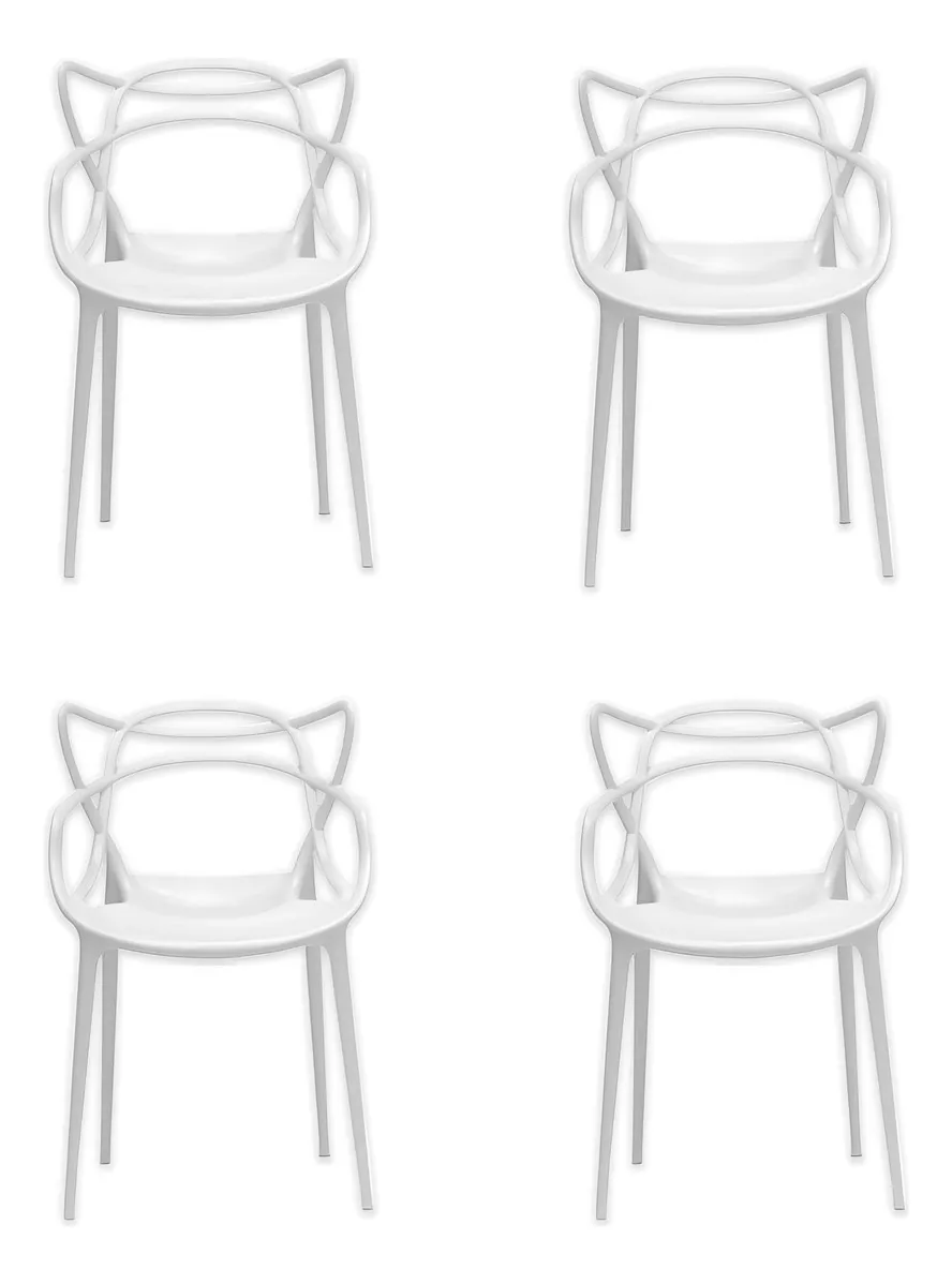 Set 4 Sillas Master Modernas Apilables Comedor Restaurante P Color de la estructura de la silla Negro