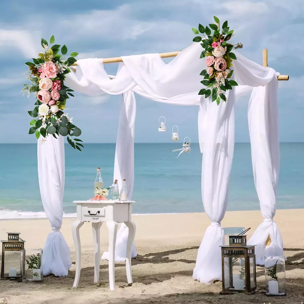 2 Piezas Boda Rústica Arco Flor Centro De Mesa Guirnalda