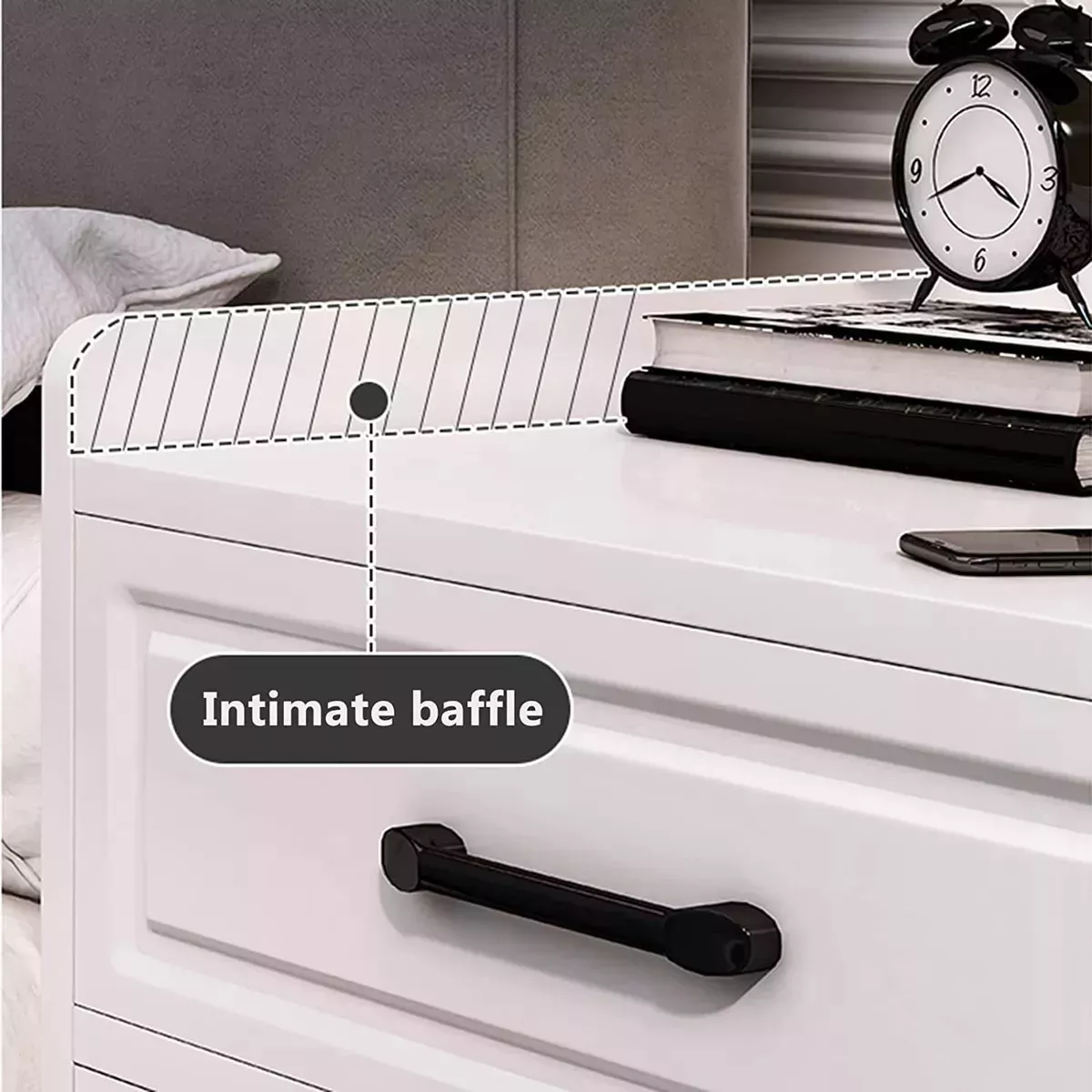 Mesita De Noche Mesa Auxiliar La Cama Moderna Con 3 Cajones