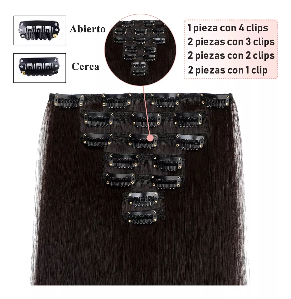 Extensiones De Cabello Con Clip De Cabeza Completa,7 Piezas
