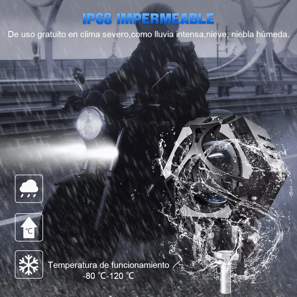 2pcs Faros Auxiliares Lupa 120w Para Auto Moto Con Estrobo