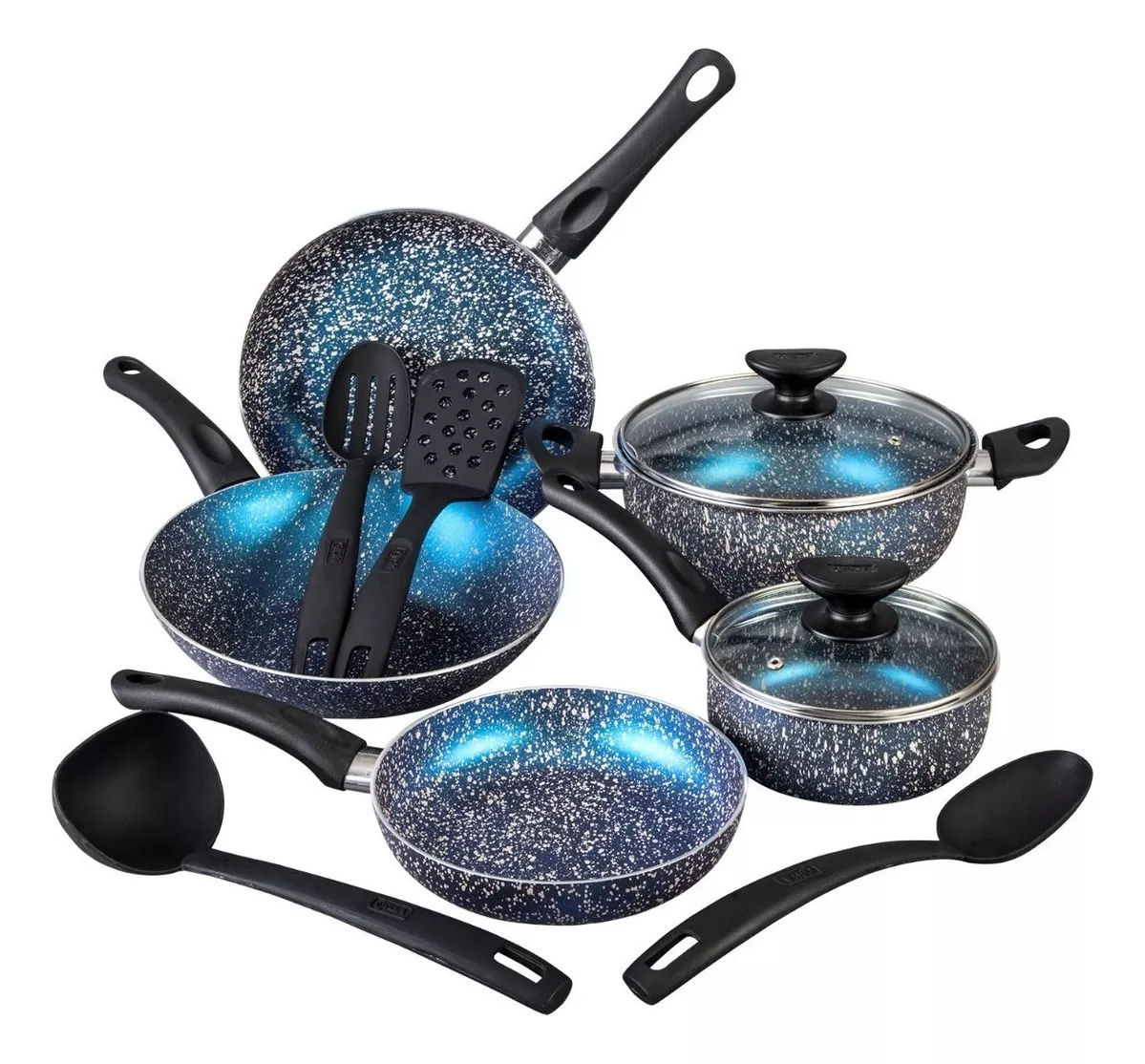 Batería De Cocina Cinsa Aluminio 11 Piezas Granitte Azul