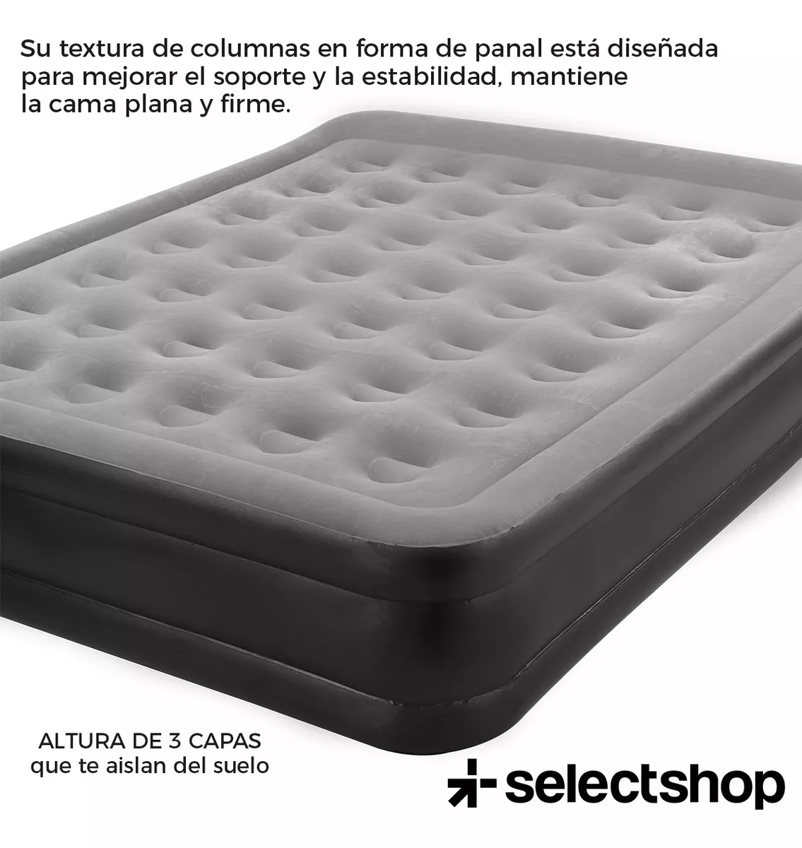 Colchón Inflable Queen Size + Bomba Inflable Cama Resistente