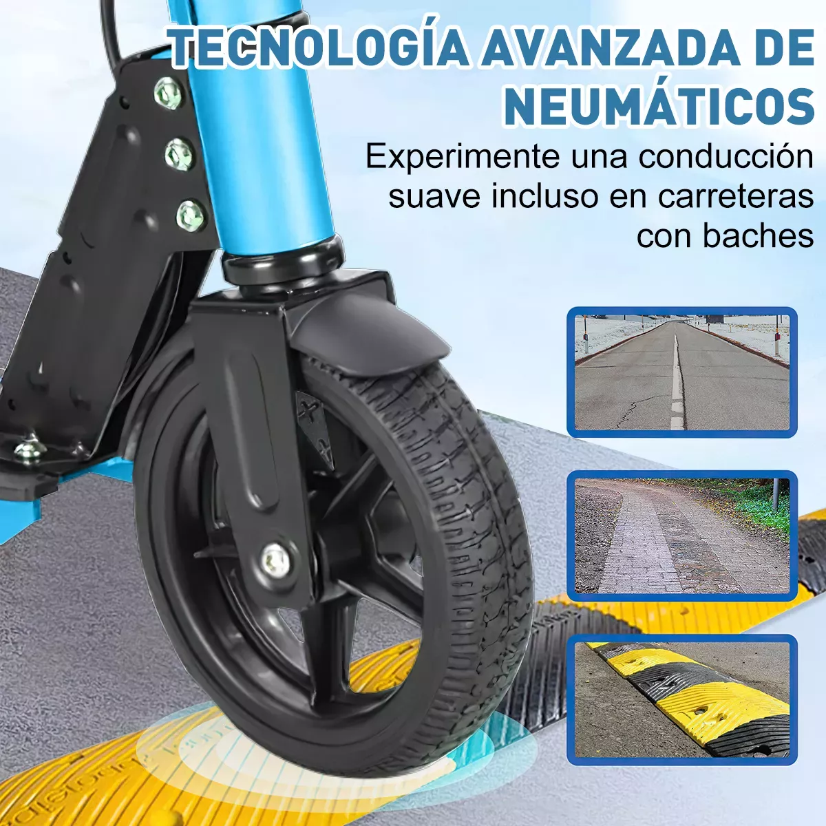 Scooter Patín Eléctrico Led 250w 16km/h 5.2ah Con Rodilleras