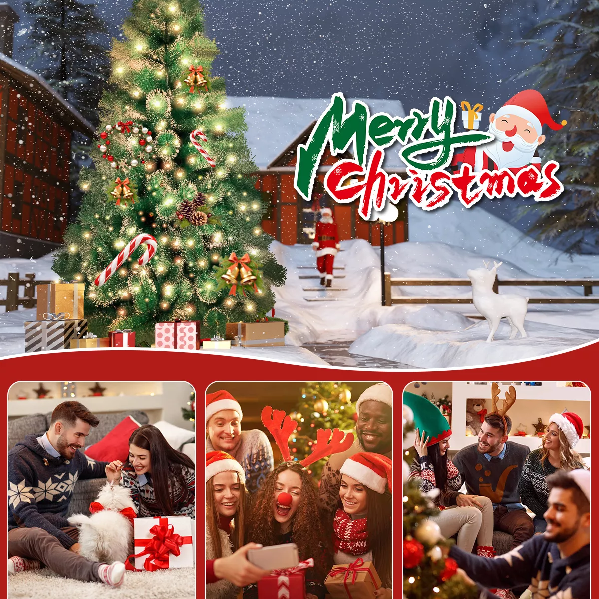 Árbol De Navidad Decorados Artificiale 2.1m Pino Con Led Luz