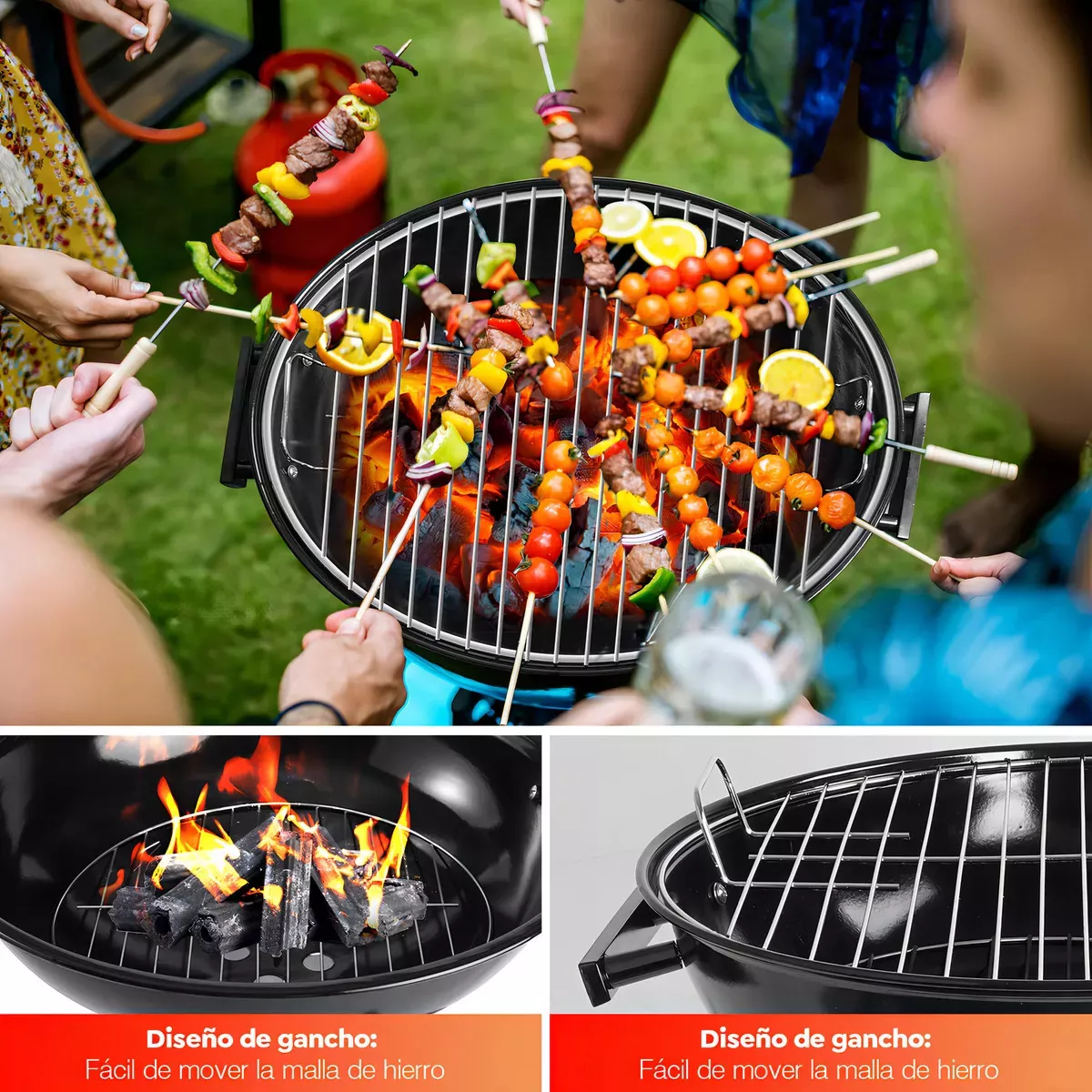 Parrilla De Barbacoa De Acero Inoxidable Redonda 70cm Movibl