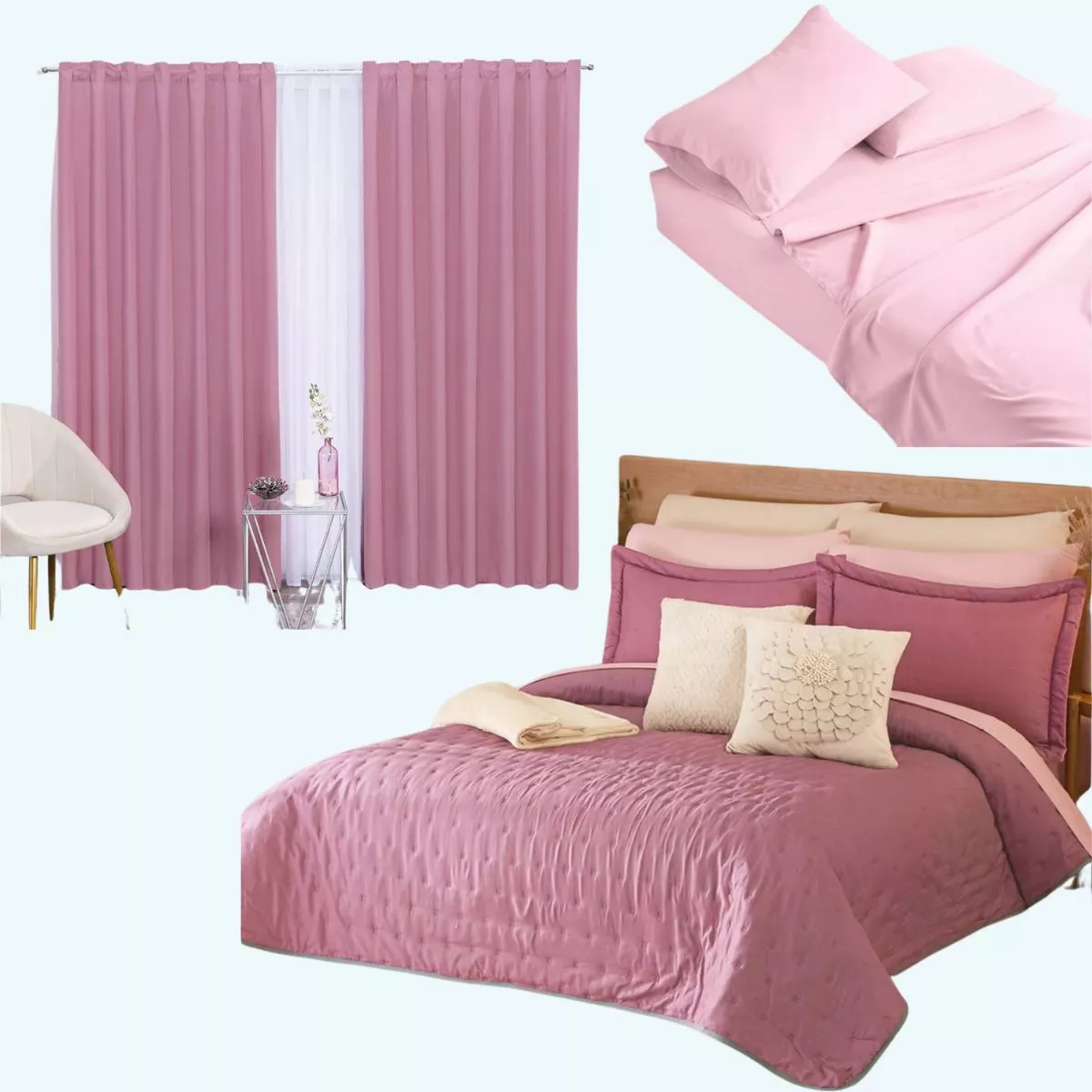 Edredon Ligero King Size Con Sabanas Y Cortinas Concord