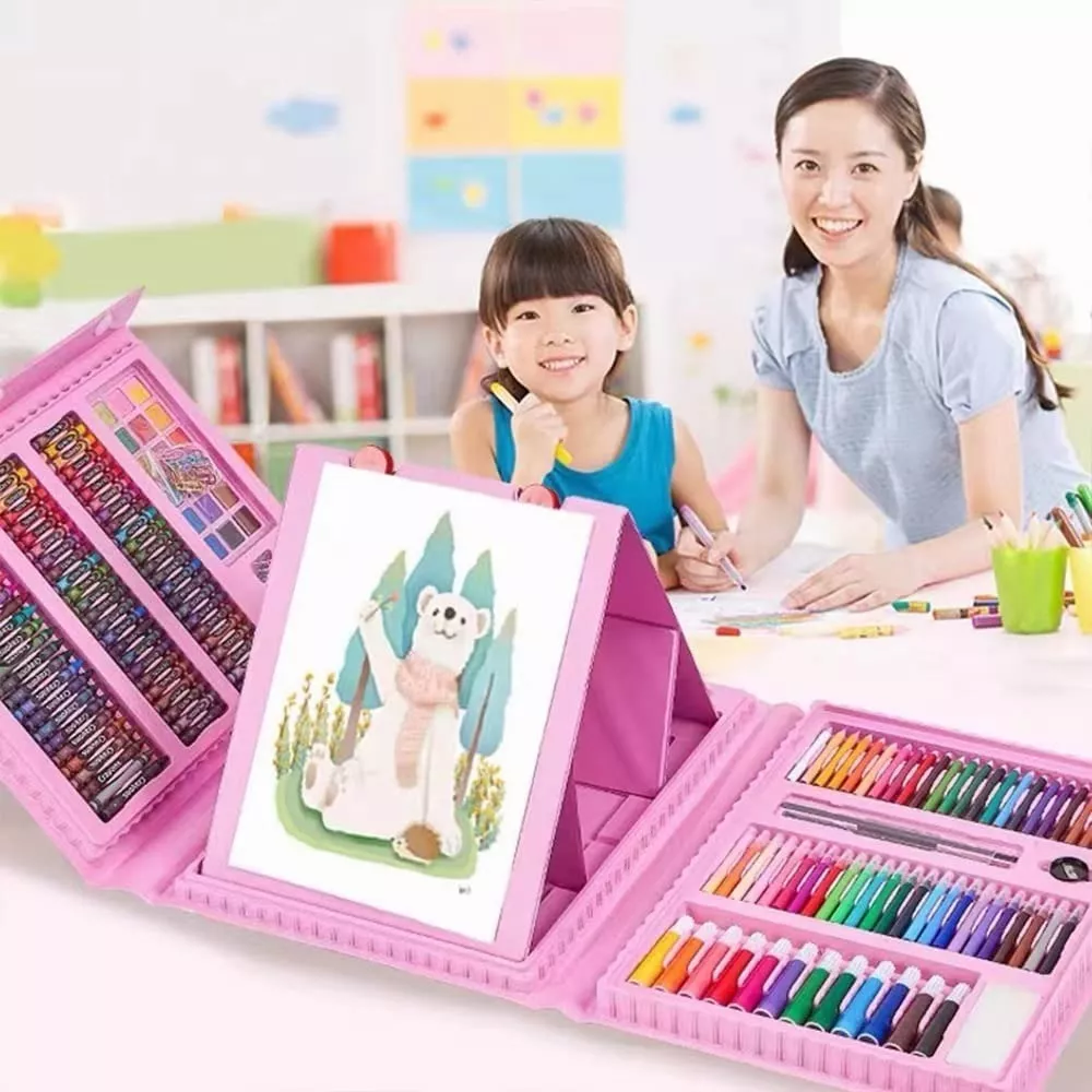 208kit Acuarela Pluma Lápices Niños Kit De Dibujo Y Pinturas
