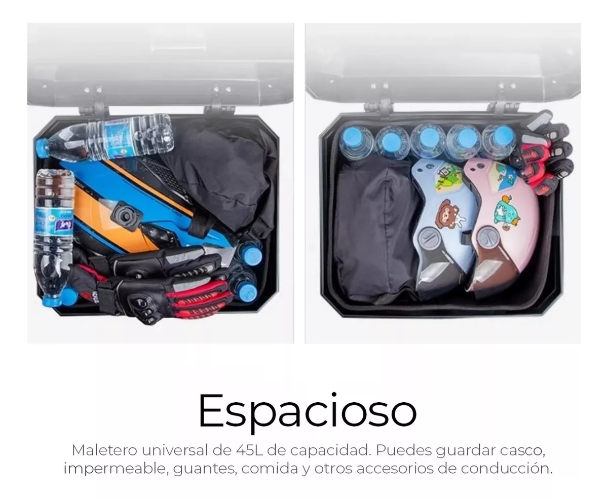 Baul Trasero Caja Para Moto 45l Cajuela Maletero Motocicleta