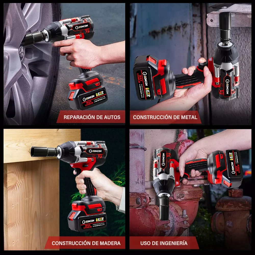 1000nm Pistola De Impacto Llave Inalambrica 2*batería Kit