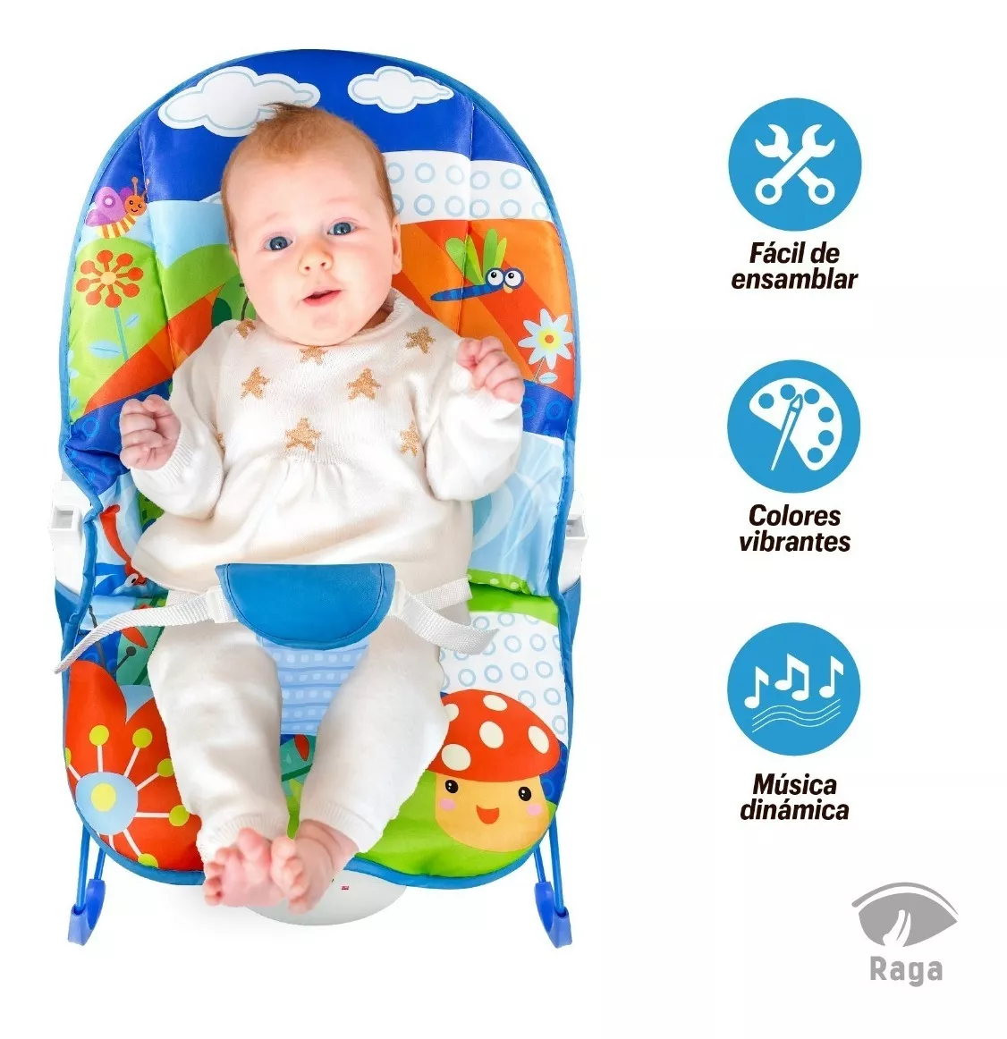 Bouncer silla vibradora mecedora de bebe musical con juegos